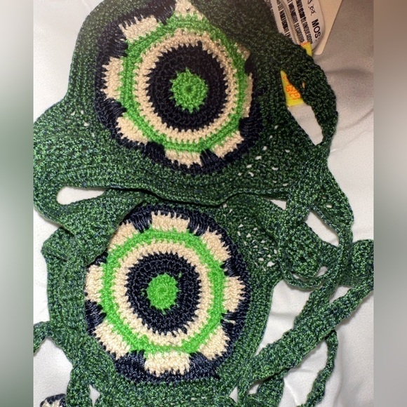 NWT Agua Bendita Lynn Crochet bikini top M retro boho swim vacation beach - Picture 9 of 10